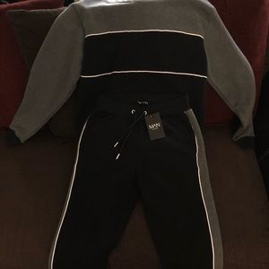 BooHooMan ColorBlock Tracksuit Crewneck Sweatshirt